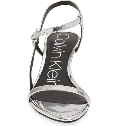 Shop Calvin Klein Garrina Sandal In Silver Leather