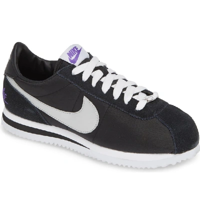 Shop Nike Cortez Basic Sneaker In Black/ Metallic Silver/ White