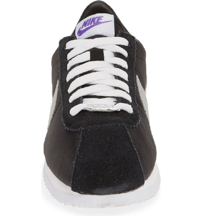 Shop Nike Cortez Basic Sneaker In Black/ Metallic Silver/ White