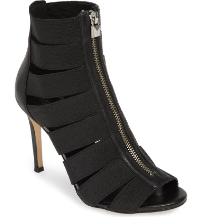 Shop Michael Michael Kors Margaret Ankle Bootie In Black Fabric/ Vachetta Leather