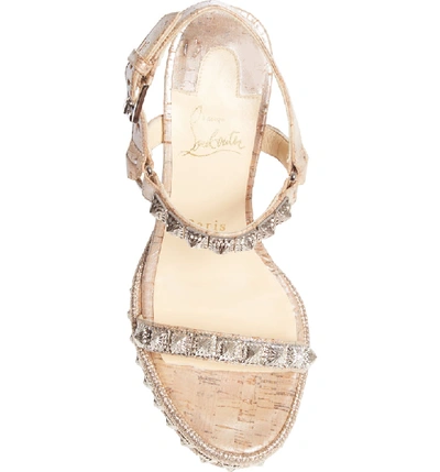 Shop Christian Louboutin Pyradiams Cork Wedge Sandal In Silver Cork