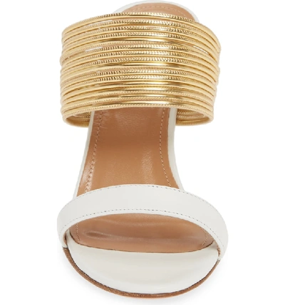 Shop Aquazzura Rendez Vous Wedge Slide Sandal In White/ Gold