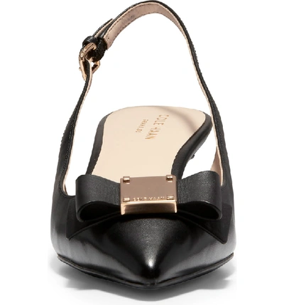 Shop Cole Haan Tali Bow Slingback Pump In Black Leather