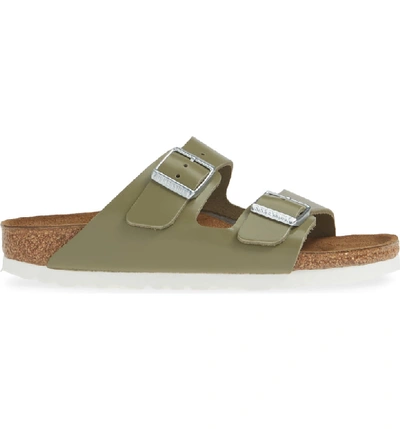 Shop Birkenstock Arizona Slide Sandal In Khaki Leather