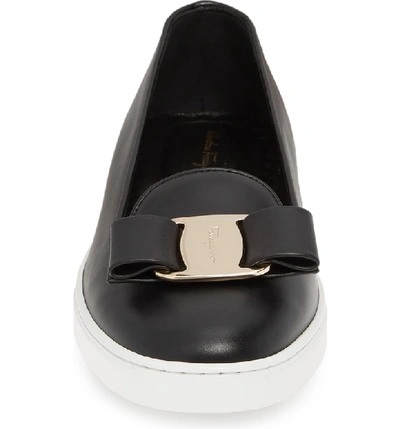 Shop Ferragamo Salvatore Ferragomo Novello Bow Sneaker In Black