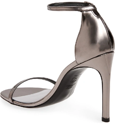 Shop Stuart Weitzman Nudistsong Ankle Strap Sandal In Pewter Glass