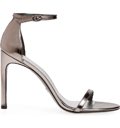 Shop Stuart Weitzman Nudistsong Ankle Strap Sandal In Pewter Glass