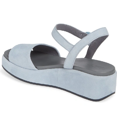 Shop Camper Misia Platform Wedge Sandal In Medium Blue Leather