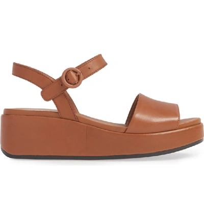 Shop Camper Misia Platform Wedge Sandal In Medium Brown Leather
