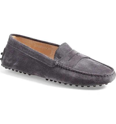 Shop Tod's Gommini Driving Moccasin In Grey Suede