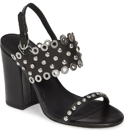 Shop Ash Lucy Studded Quarter Strap Sandal In Black