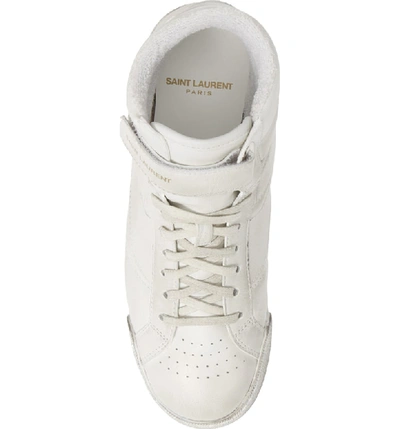 Shop Saint Laurent Lenny Mid-top Sneaker In Optic White