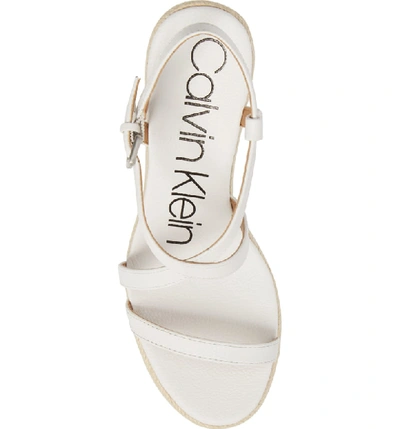 Shop Calvin Klein Bellemine Espadrille Wedge Sandal In Platinum White Pebble Leather