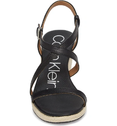 Shop Calvin Klein Bellemine Espadrille Wedge Sandal In Black Leather