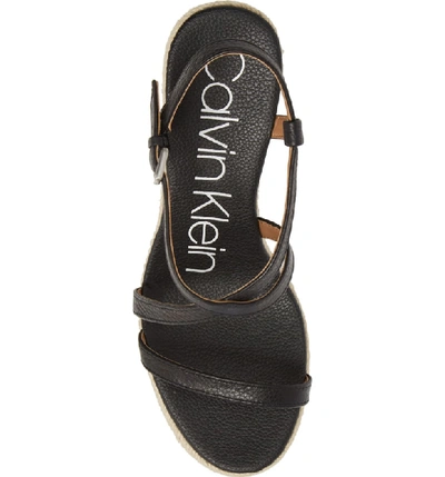 Shop Calvin Klein Bellemine Espadrille Wedge Sandal In Black Leather