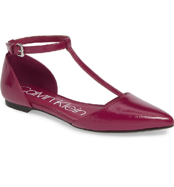 calvin klein t strap flats