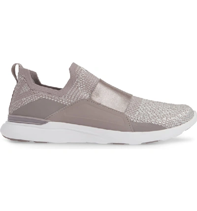 Shop Apl Athletic Propulsion Labs Techloom Bliss Metallic Knit Running Shoe In Mauve/ Metallic Silver/ White