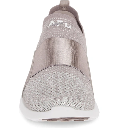 Shop Apl Athletic Propulsion Labs Techloom Bliss Metallic Knit Running Shoe In Mauve/ Metallic Silver/ White