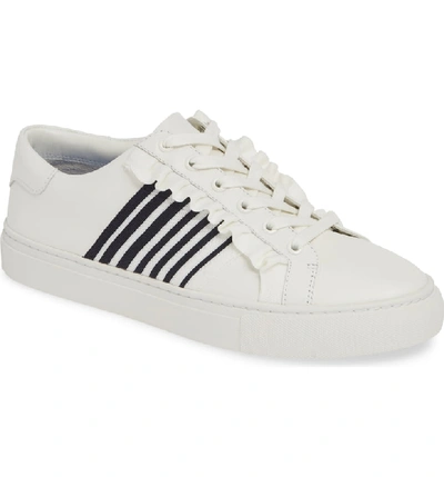 Shop Tory Sport Ruffle Sneaker In White/ Navy/ White