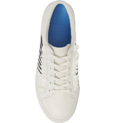 Shop Tory Sport Ruffle Sneaker In White/ Navy/ White