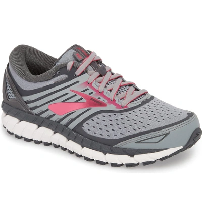 Shop Brooks Ariel 18 Running Shoe In Grey/ Grey/ Pink