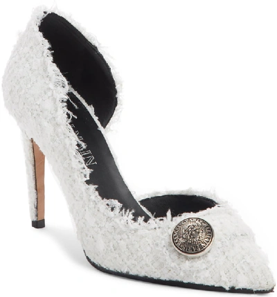 Shop Balmain Julie Tweed D'orsay Pump In White