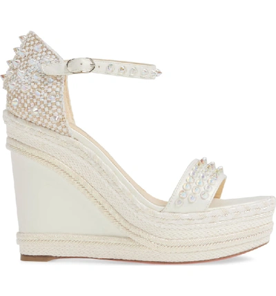 Shop Christian Louboutin Madmonica Spike Wedge Sandal In Silver