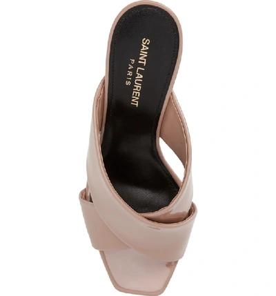 Shop Saint Laurent Loulou Slide Sandal In Nude Rose Patent