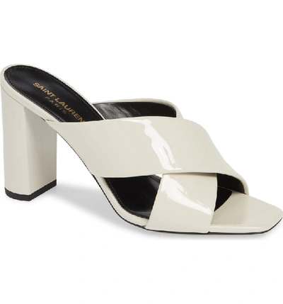 Shop Saint Laurent Loulou Slide Sandal In White Patent