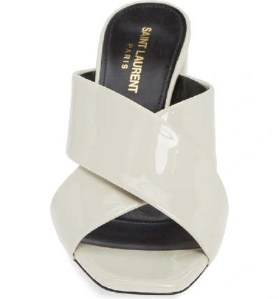 Shop Saint Laurent Loulou Slide Sandal In White Patent