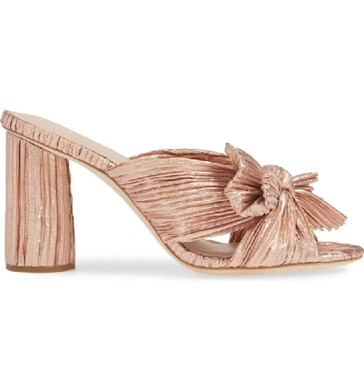 Shop Loeffler Randall Penny Knotted Lame Sandal In Rose Gold