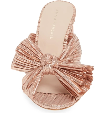 Shop Loeffler Randall Penny Knotted Lame Sandal In Rose Gold