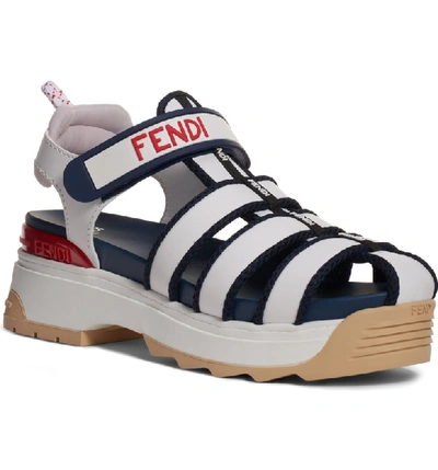 Shop Fendi T-rex Platform Sandal In White