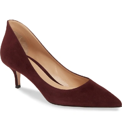 Shop Gianvito Rossi Pointed Toe Pump In Royale Burgundy Suede