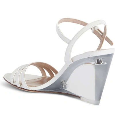 Shop Miu Miu Clear Wedge Heel Sandal In White