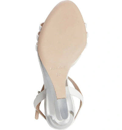 Shop Miu Miu Clear Wedge Heel Sandal In White