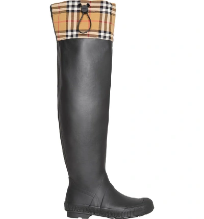 Shop Burberry Freddie Tall Waterproof Rain Boot In Black