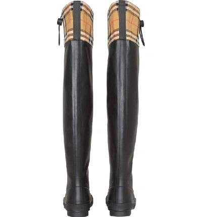 Shop Burberry Freddie Tall Waterproof Rain Boot In Black