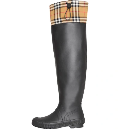 Shop Burberry Freddie Tall Waterproof Rain Boot In Black