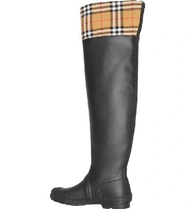 Shop Burberry Freddie Tall Waterproof Rain Boot In Black