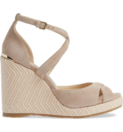 Shop Jimmy Choo Alanah Strappy Wedge Sandal In Ballet Pink