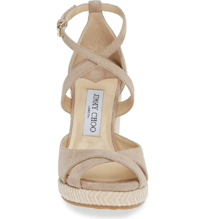 Shop Jimmy Choo Alanah Strappy Wedge Sandal In Ballet Pink
