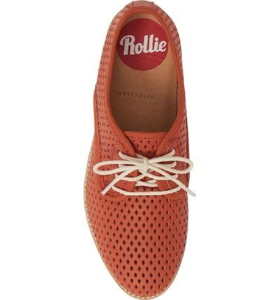 Shop Rollie Punch Perforated Derby In Red Leather
