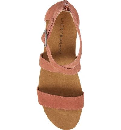Shop Lucky Brand Kenadee Wedge Sandal In Canyon Rose Suede