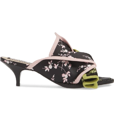 Shop N°21 N Degree21 Kitten Heel Slide Sandal In Black/ Green/ Pink Details