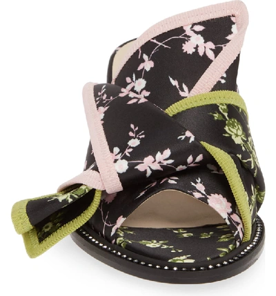 Shop N°21 N Degree21 Kitten Heel Slide Sandal In Black/ Green/ Pink Details