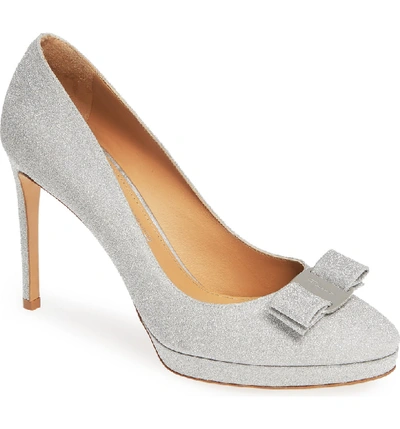 Shop Ferragamo Osimoglit Platform Pump In Silver