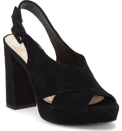 Shop Vince Camuto Slingback Platform Sandal In Black 01 Suede