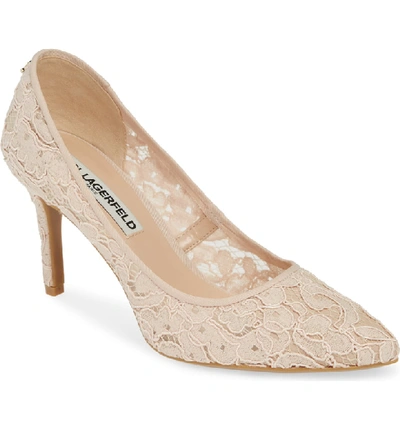 Shop Karl Lagerfeld Royale Pump In Nude Fabric