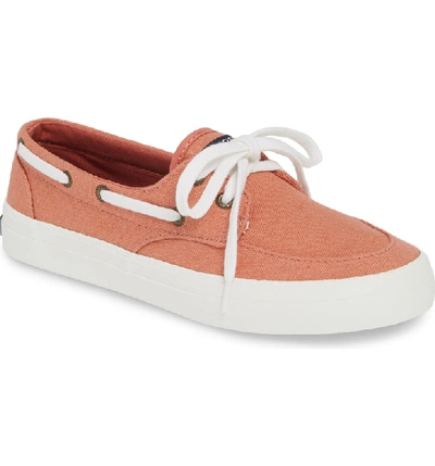 Shop Sperry Crest Boat Sneaker In Washed Red Fabric